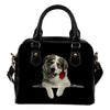 Great Pyrenees Rose Zipper Shoulder Handbag