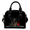 Beauceron Rose Zipper Shoulder Handbag
