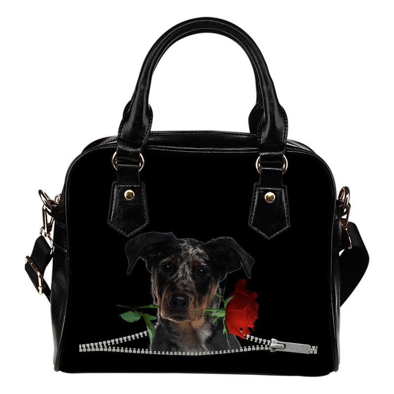 Beauceron Rose Zipper Shoulder Handbag