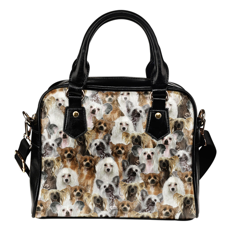 Chinese Crested Dog Full Face Shoulder Handbag