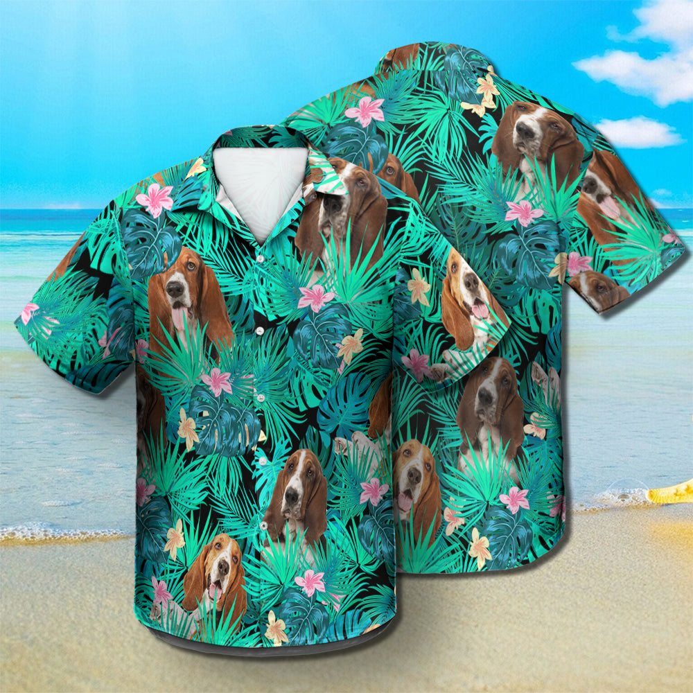 Basset Hound - Summer Leaves - Hawaiian Shirt