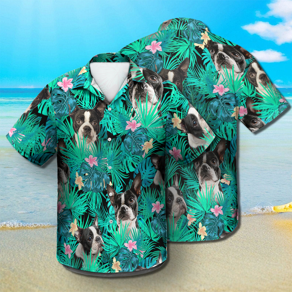 Boston Terrier - Summer Leaves - Hawaiian Shirt