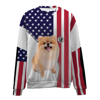 Pomeranian-USA Flag-Premium Sweater