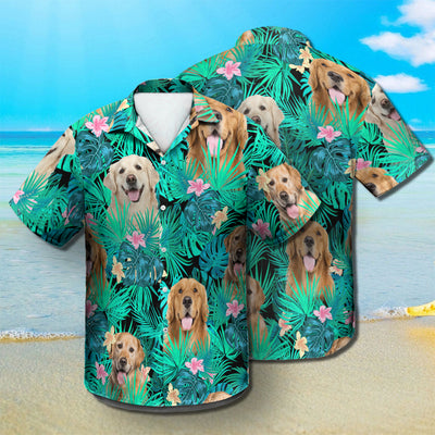 Golden Retriever - Summer Leaves - Hawaiian Shirt