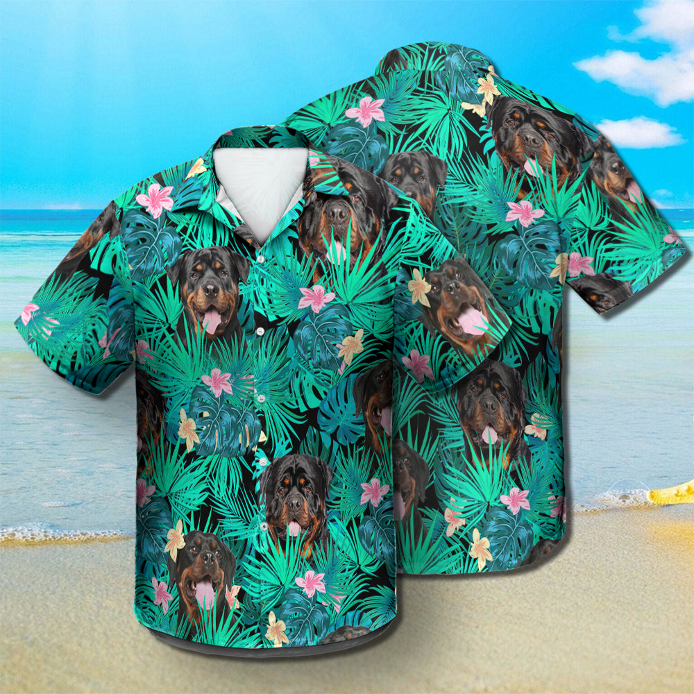 Rottweiler - Summer Leaves - Hawaiian Shirt