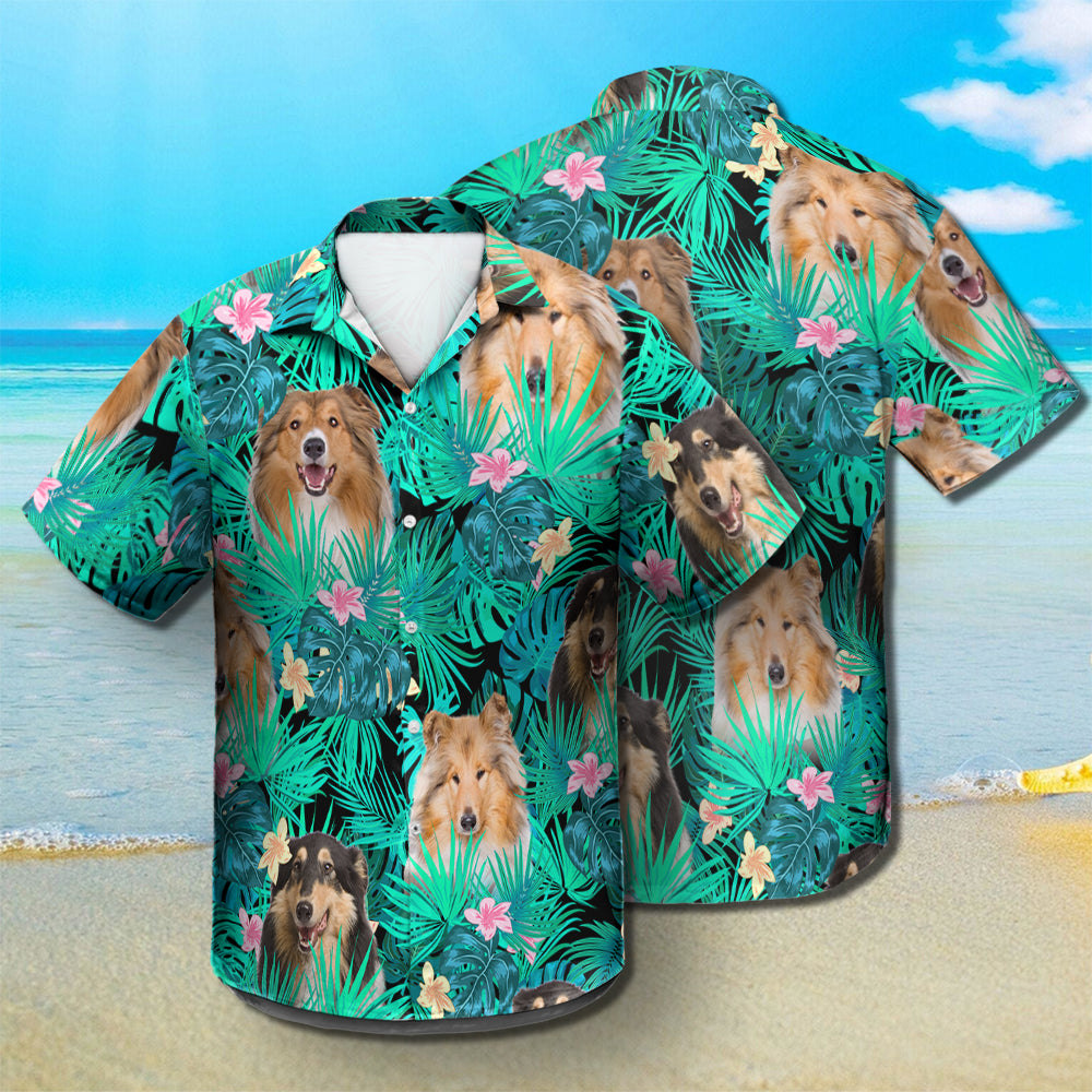 Rough Collie - Summer Leaves - Hawaiian Shirt