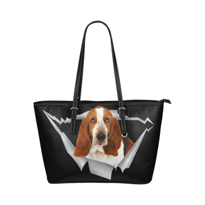 Basset Hound Leather Tote Bag