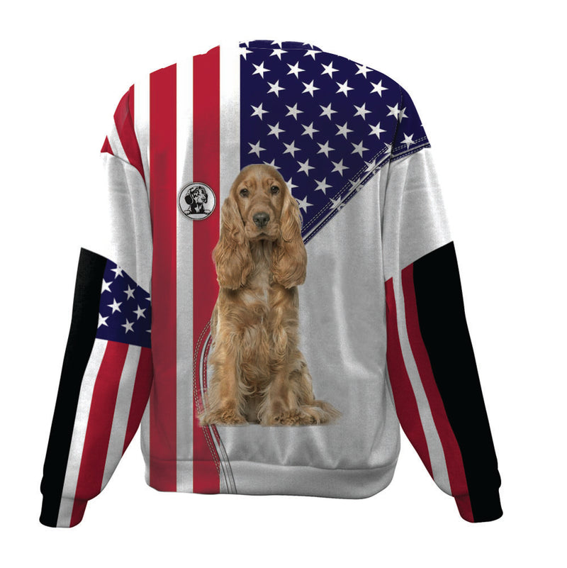 English Cocker Spaniel-USA Flag-Premium Sweater