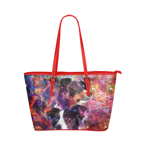 Border Collie Leather Tote Bag