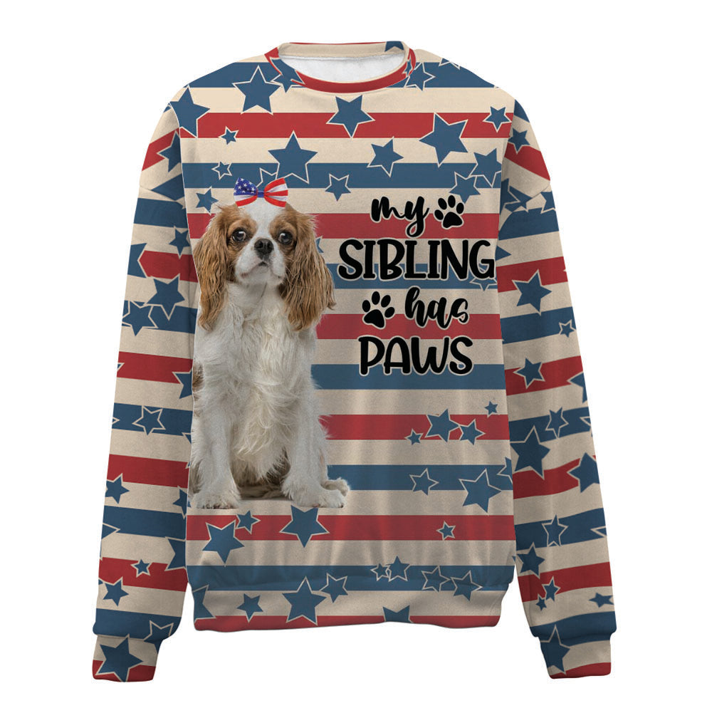 Cavalier King Charles Spaniel-American Flag-Premium Sweater