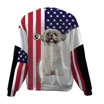 Shih Tzu-USA Flag-Premium Sweater