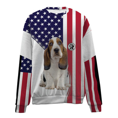 Basset Hound-USA Flag-Premium Sweater