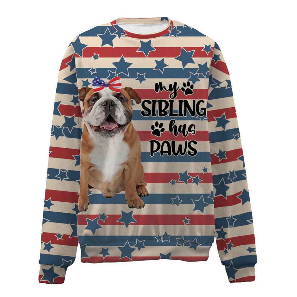 English Bulldog-American Flag-Premium Sweater