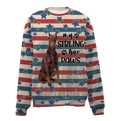 Doberman-American Flag-Premium Sweater