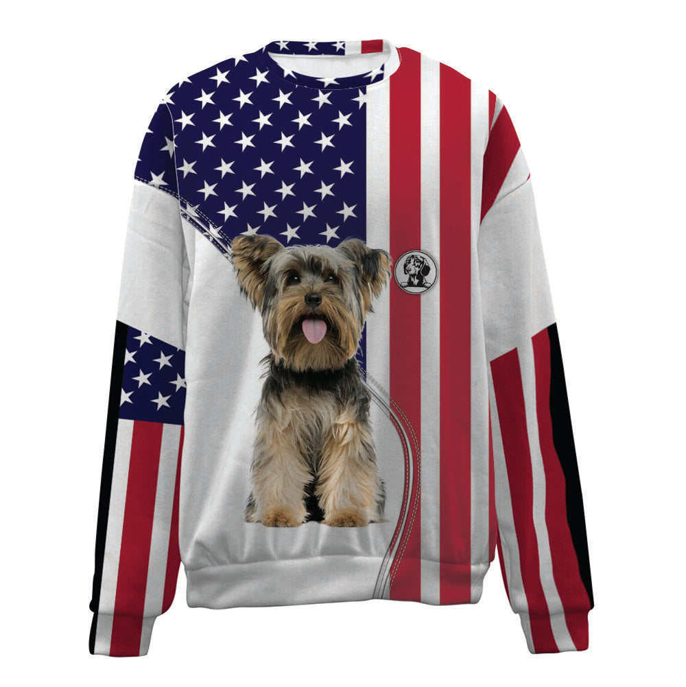 Yorkshire Terrier-USA Flag-Premium Sweater