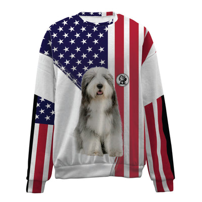 Old English Sheepdog-USA Flag-Premium Sweater