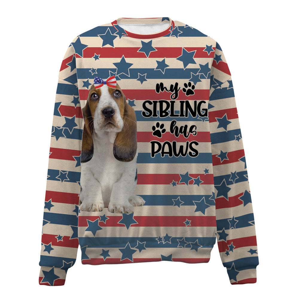 Basset Hound-American Flag-Premium Sweater