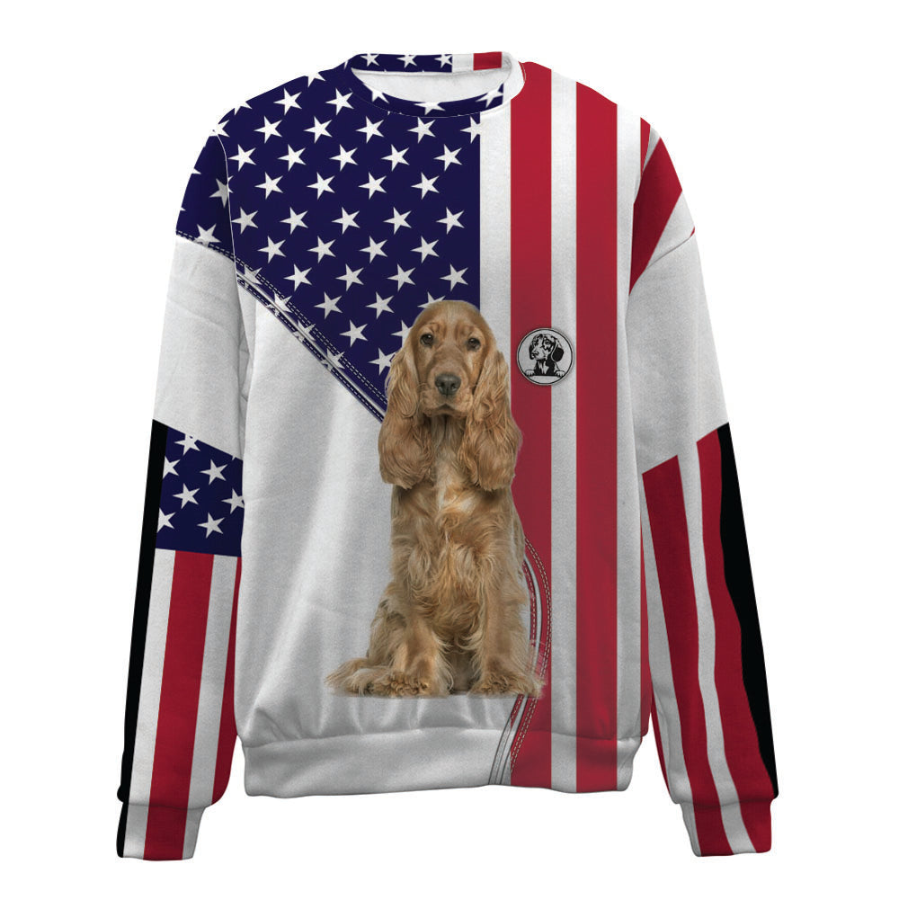 English Cocker Spaniel-USA Flag-Premium Sweater