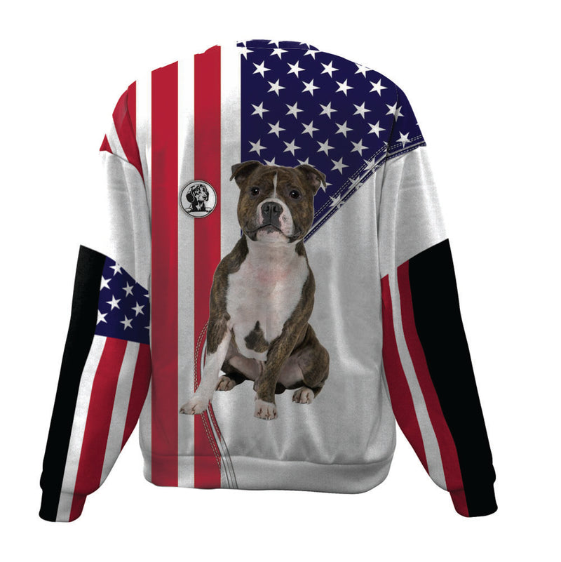 Staffordshire Bull Terrier-USA Flag-Premium Sweater