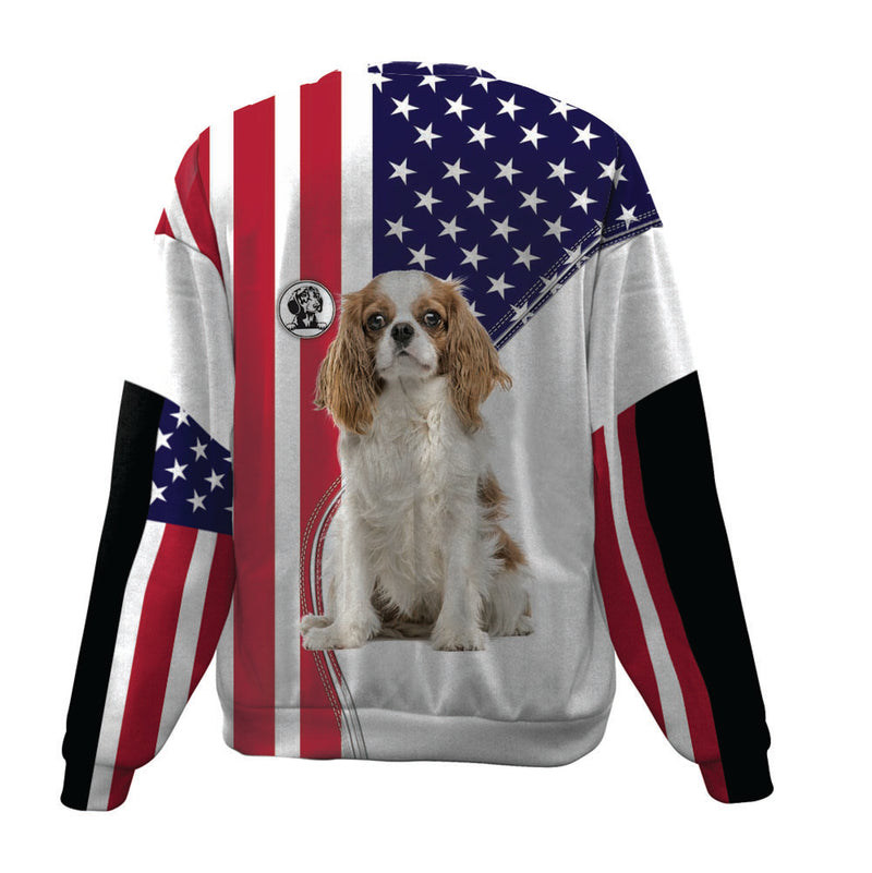 Cavalier King Charles Spaniel-USA Flag-Premium Sweater