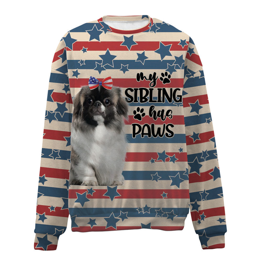 Pekingese-American Flag-Premium Sweater