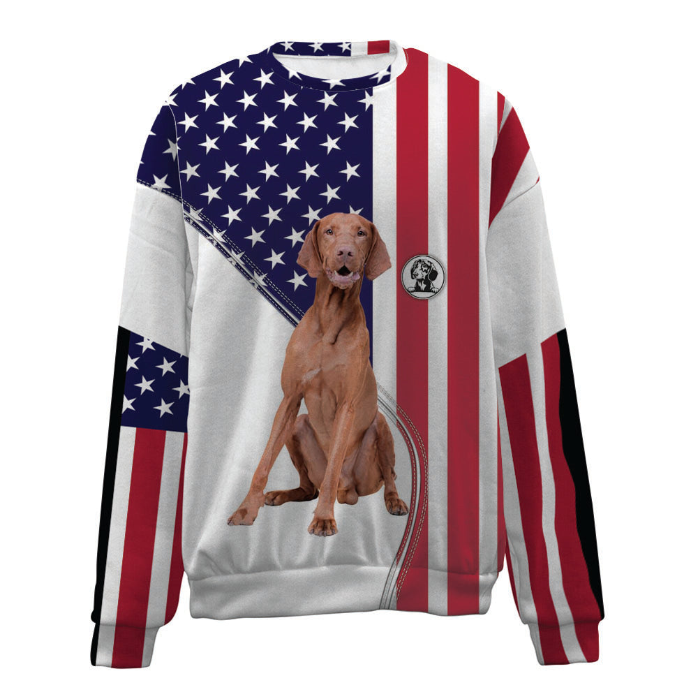 Vizsla-USA Flag-Premium Sweater