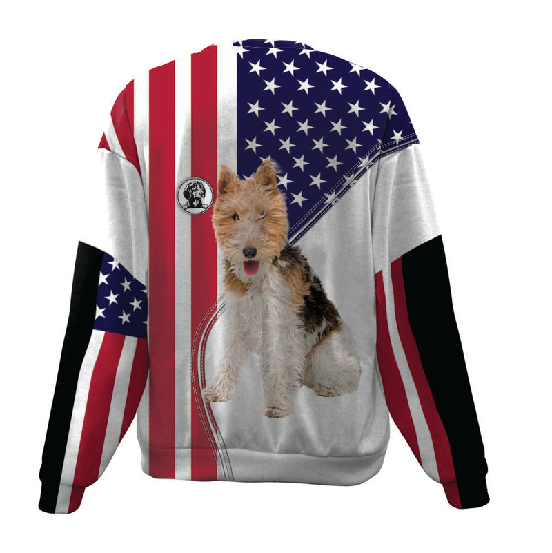 Wire Fox Terrier-USA Flag-Premium Sweater