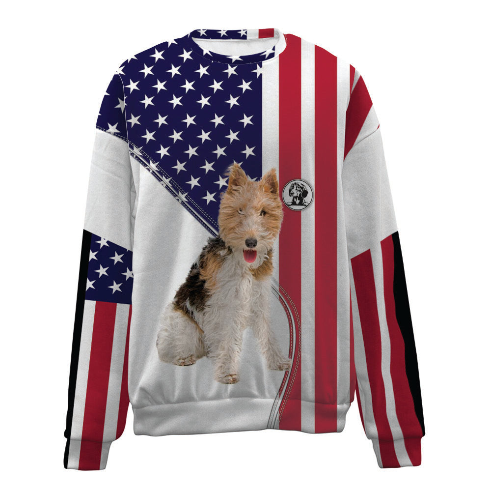 Wire Fox Terrier-USA Flag-Premium Sweater