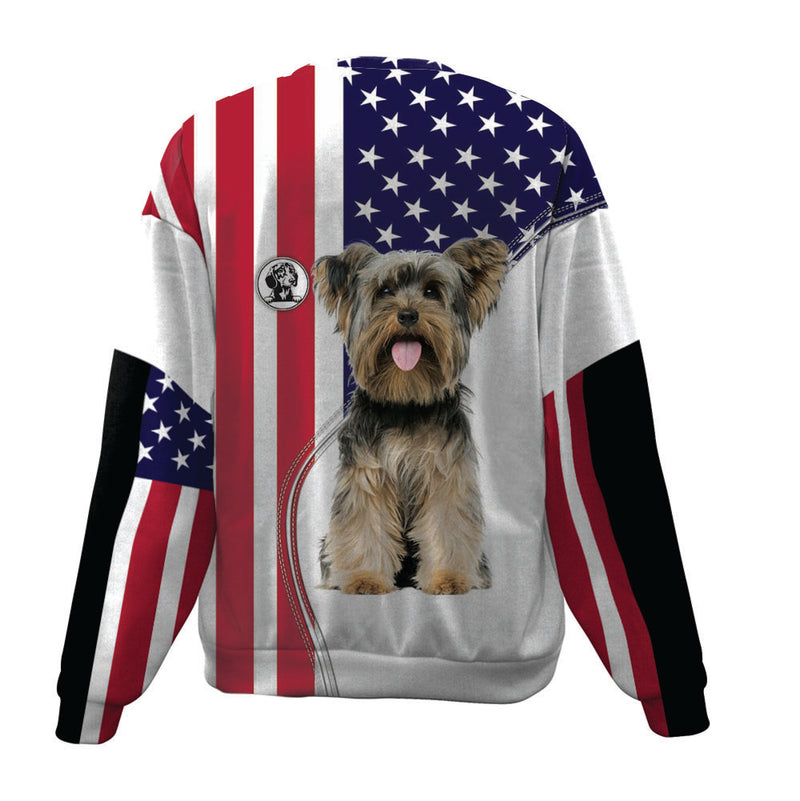Yorkshire Terrier-USA Flag-Premium Sweater
