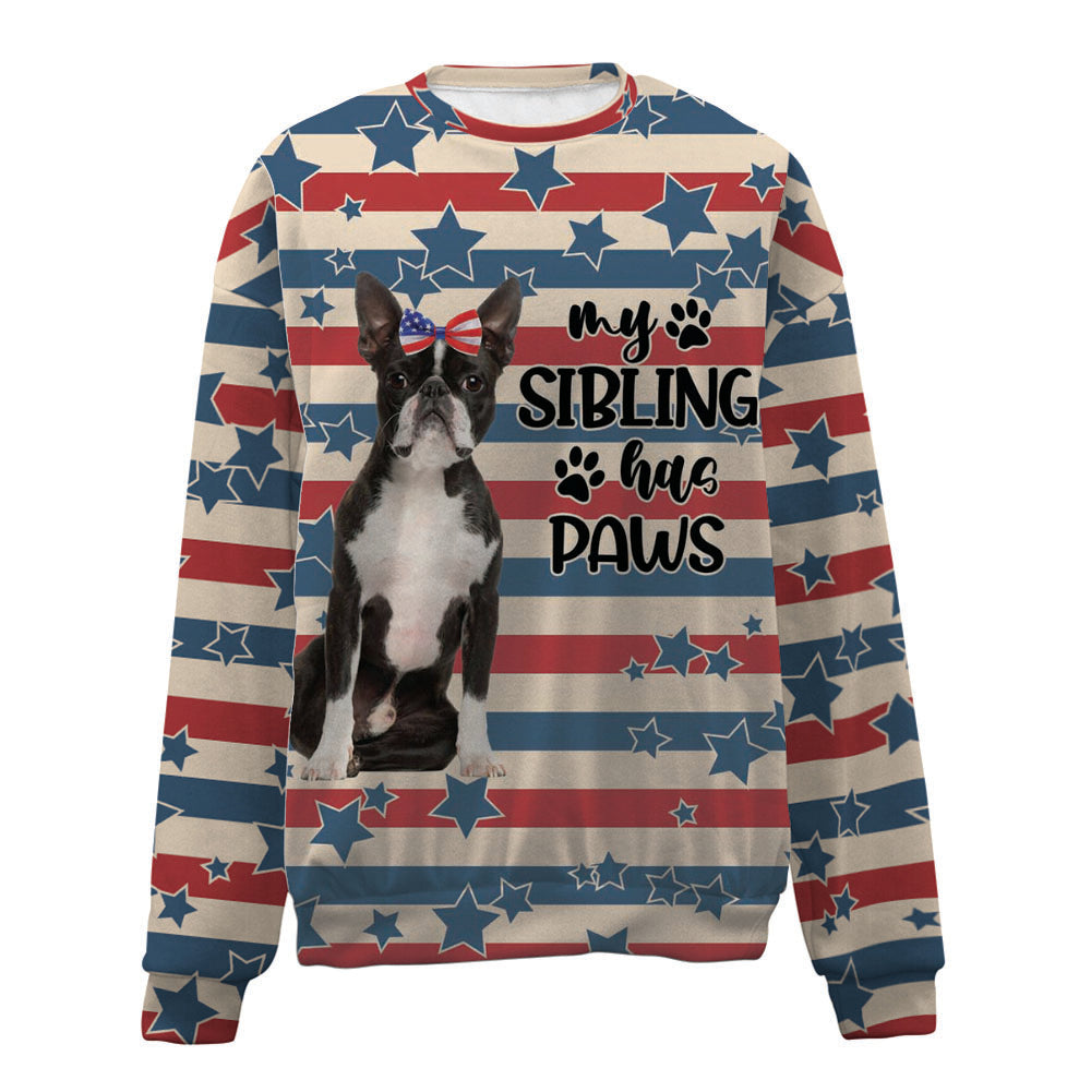 Boston Terrier-American Flag-Premium Sweater