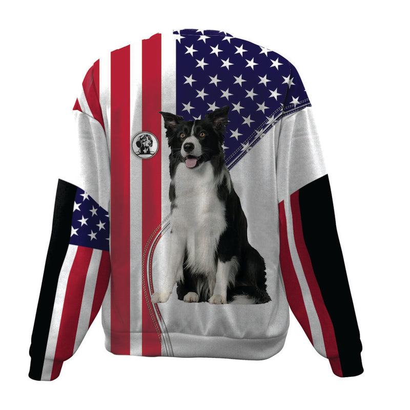 Border Collie-USA Flag-Premium Sweater