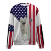 American Eskimo-USA Flag-Premium Sweater