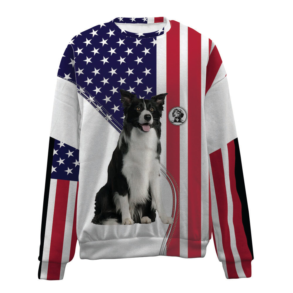 Border Collie-USA Flag-Premium Sweater