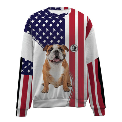 English Bulldog-USA Flag-Premium Sweater