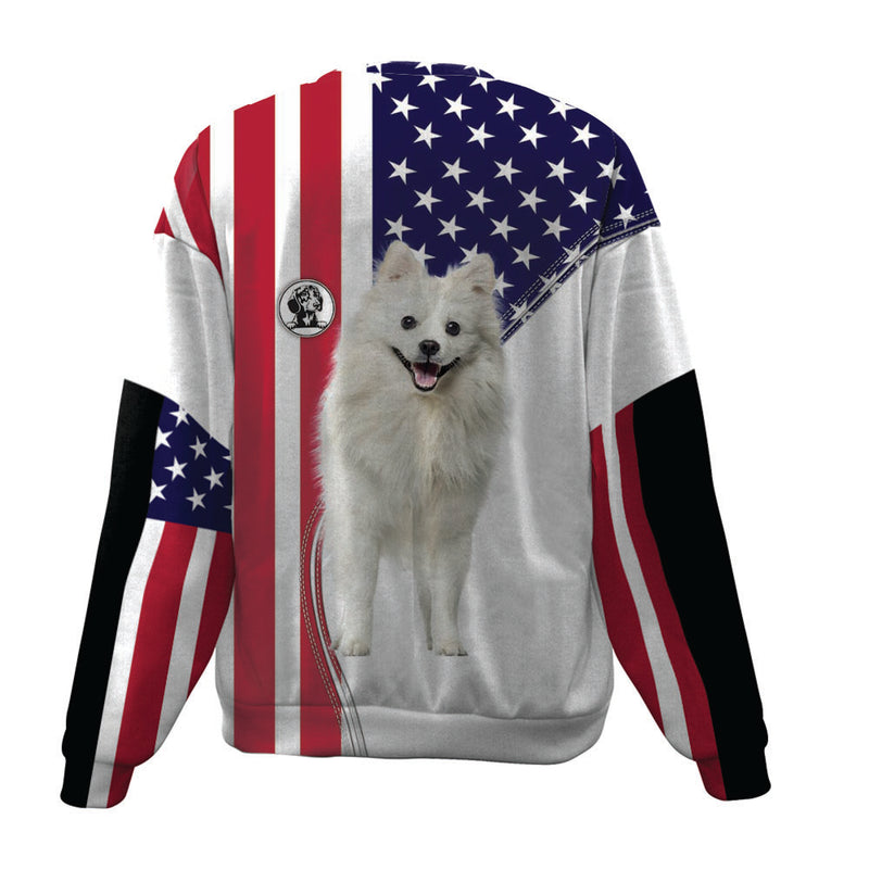 American Eskimo-USA Flag-Premium Sweater