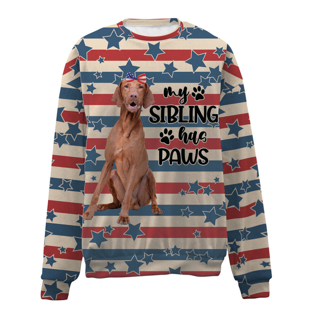 Vizsla-American Flag-Premium Sweater