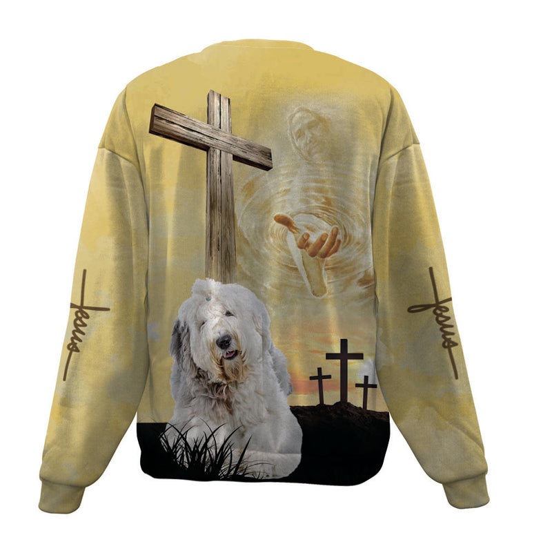 Old English Sheepdog-Jesus-Premium Sweater