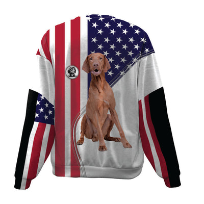 Vizsla-USA Flag-Premium Sweater