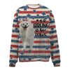 American Eskimo-American Flag-Premium Sweater