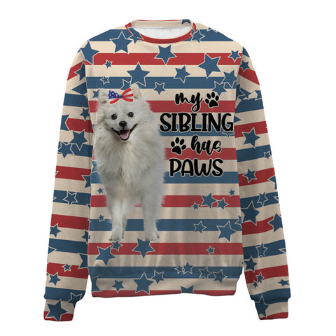 American Eskimo-American Flag-Premium Sweater