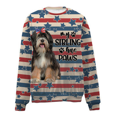 Tibetan Terrier-American Flag-Premium Sweater