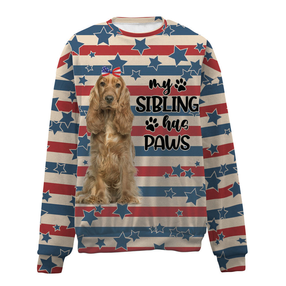 English Cocker Spaniel-American Flag-Premium Sweater