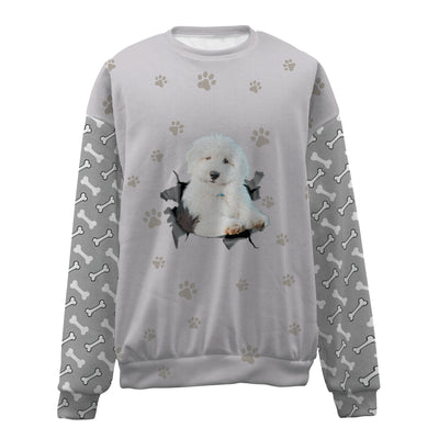 Old English Sheepdog-Paw And Pond-Premium Sweater