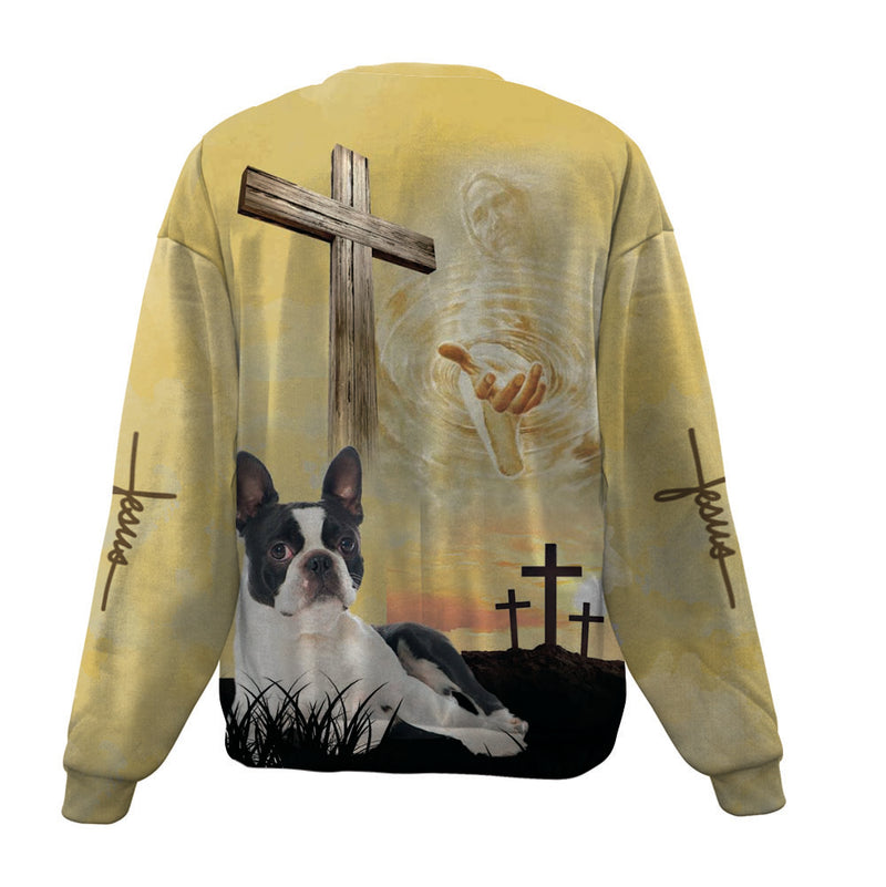 Boston Terrier-Jesus-Premium Sweater