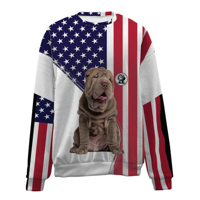 Shar Pei-USA Flag-Premium Sweater