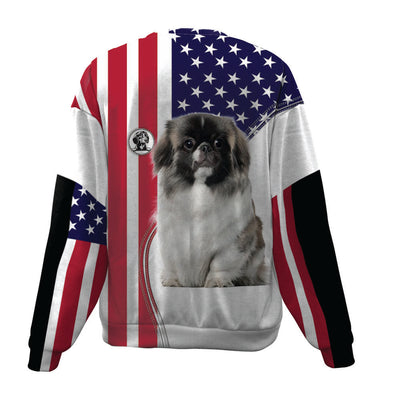 Pekingese-USA Flag-Premium Sweater