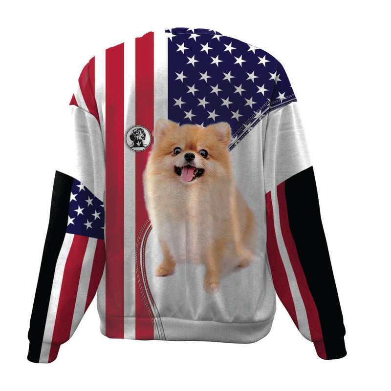 Pomeranian-USA Flag-Premium Sweater