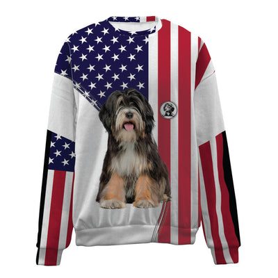 Tibetan Terrier-USA Flag-Premium Sweater