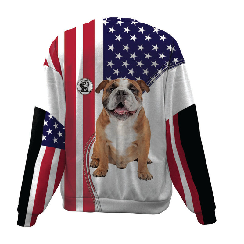 English Bulldog-USA Flag-Premium Sweater