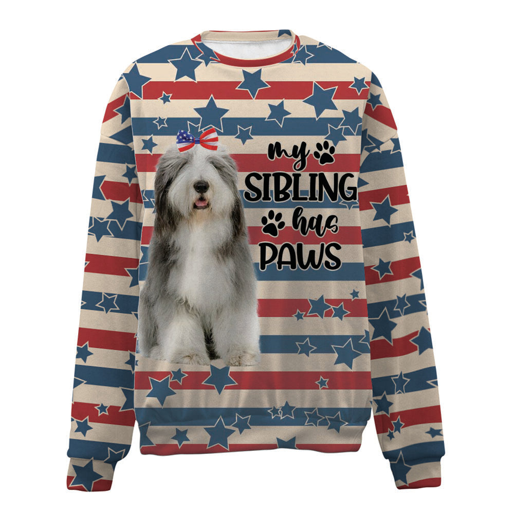 Old English Sheepdog-American Flag-Premium Sweater